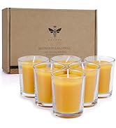 Pure Beeswax Votive Candles-6 Pack Natural Votives Set in Glass Jar for Home Room Decor Party Wed...