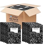 Emraw Composition Notebooks Bulk, Wide Ruled Writing Journals in Bulk, Marble Style Hard Cover Co...