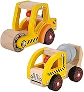 Wooden Push Car Toys for Infants 12-18 Months, 2 Pcs Baby Vehicle Toys Hand Push Car for 1 2 Year...