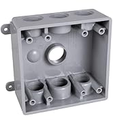 BELL PDB77550GY Two-Gang Weatherproof Box Seven 1/2 in. or 3/4 in. Threaded Outlets, 2 in, Gray