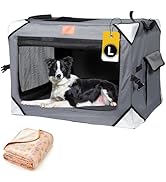 AlfaTok Collapsible Large Dog Crate, Portable Dog Crates for Large Dogs, Foldable Dog Travel Crat...