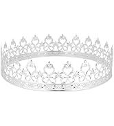 ACO-UINT King Crown Prince Crown for Men Full Round Hair Band for Men Silver Headband for Birthda...