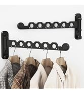Wall Mounted Clothes Hanger Rack Foldable Drying Rack Hook Folding Indoor for Laundry Room Organi...