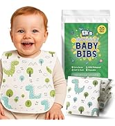Eli with Love Disposable Bibs Individually Wrapped, Long Sleeve Bib with Crumb Catcher - Waterpro...