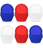 Whaline 300Pcs Baseball Cupcake Liners Paper Baking Cups Blue Red White Patriotic Standard Muffin...