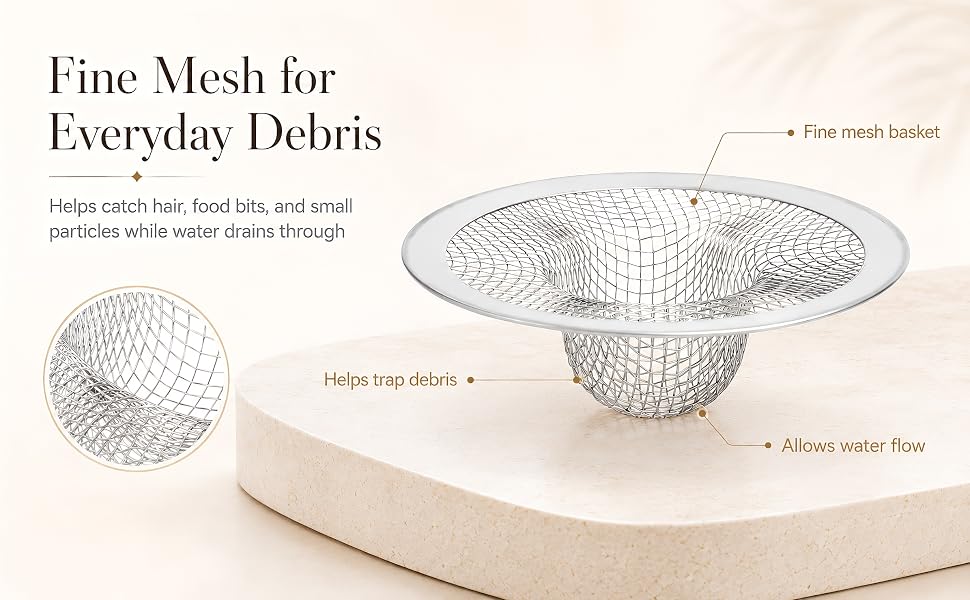 Kingrol 50 Pack 2-3/4 Inch Stainless Steel Sink Strainers, Small Mesh Drain Strainer Baskets