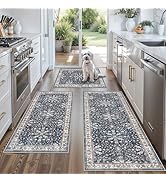 Kitchen Rug Sets 3 Piece Non Skid – Washable Small Kitchen Rugs and Runner Set for Sink Entryway ...
