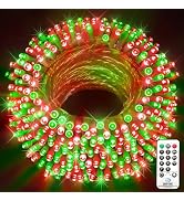 KNONEW 502ft Christmas Lights Outdoor Red and Green 1500 LED String Light with Remote Control 8 M...