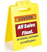 MBL All Sales Final Sign - No Refunds or Exchanges Signs, Small Mini Desktop Caution Stocking Stu...