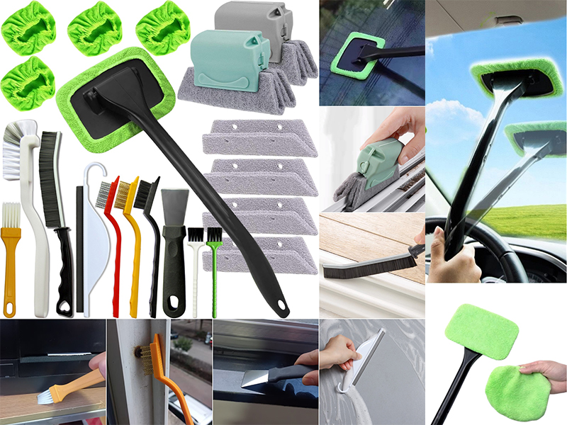 window track cleaner,car glass cleaning kit,gap cleaning brushes,small crevice cleaner