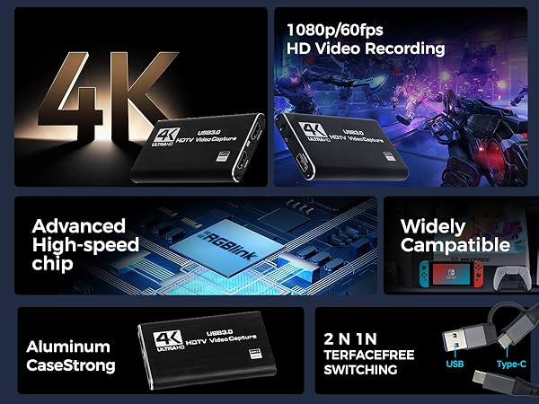 4k hdmi capture card, usb 3.0 capture card ,game capture card for live streaming