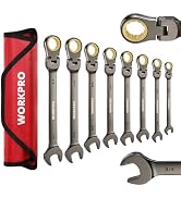 WORKPRO 8-piece Flex-Head Ratcheting Combination Wrench Set, SAE 5/16-3/4 in, 72-Teeth, CR-V Cons...