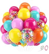 Zesliwy Rainbow Balloons Set,50pcs 12inch Assorted Colorful Balloons Orange Yellow Hot Pink Ballo...