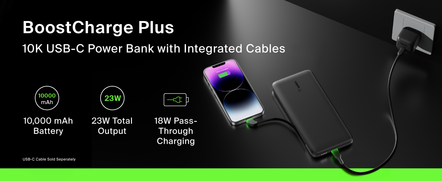 Image of belkin power pack with text reading boostcharge plus.