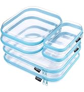 YQBRAO 6PCS Clear Hard Shell Zipper Case, Clear Travel Cosmetic Bag, Toiletry & Makeup Case, Zipp...