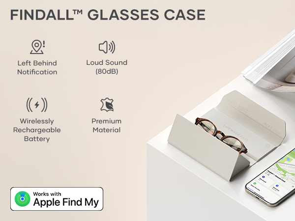 Satechi FindAll Smart Glasses Case with FindMy, Foldable, Portable, Rechargeable, Left-Behind Alerts