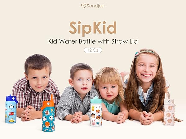 SANDJEST Kid Water Bottle 12oz
