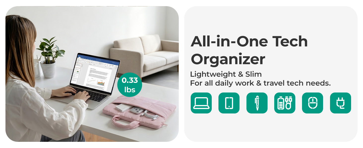 lightweight laptop bag tech organizer