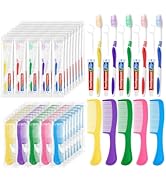 Zhjianup Travel Size Disposable Toothbrushes with Toothpaste Dental Floss Picks and Comb in Bulk,...