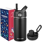 StarSpeed Kids Water Bottle with Straw Lid 14oz Stainless Steel Insulated Water Bottles Double Wa...