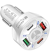Car Charger Adapter,4 Ports USB Fast Car Charger QC3.0/PD20W/Type-c/2.1A, Smart Shunt Car Phone C...