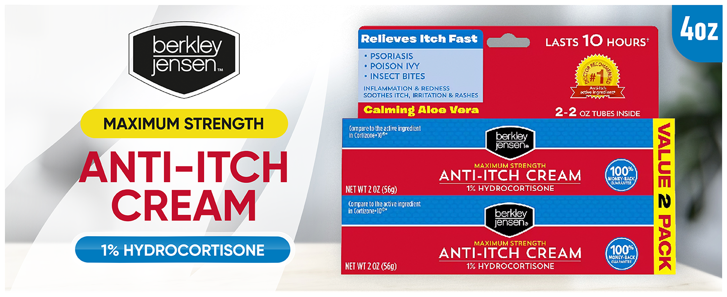 Berkley Jensen Maximum Strength Anti-Itch Hydrocortisone 1% Cream 2 of 2 oz. Tubes