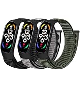 WNIPH Nylon Band Compatible with Xiaomi Mi Band 7/6/5/4/3, Soft Adjustable Sport Loop Wristband R...