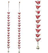 Set of 2 Indian Door Hanging 15 Fabric Birds String with Bell Wall String Hanging Festival Decora...