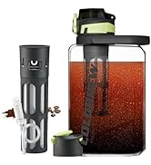 Itslife Cold Brew Coffee Maker, 68oz Iced Coffee Tritan Pitcher with Filter, 2 Pour Spout Lids Fo...