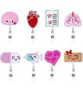 Nurse Badge Reel 8 Pcs Cute Badge Reel Retractable ID Badge Holders,Cute Gifts for Nursing Studen...