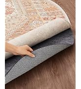 Veken 5 Ft Round Non Slip Cushioned Rug Pad Gripper, Felt and Silicone Backing, 1/4 inch Thick, C...