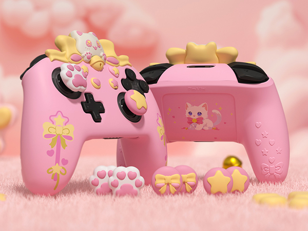 PlayVital Sweetheart Kitty Silicone Skin Compatible with Nintendo Switch Pro Controller