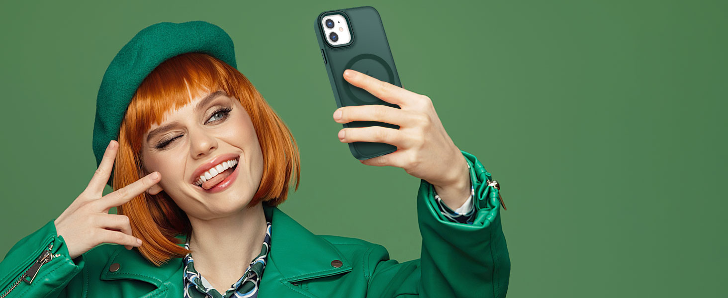 a green matte case, elegant, stylish, attractive