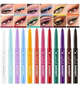 BestLand 12 Colors Matte Creamy Eyeliner Set Rainbow Red Black White Brown Colorful Neon Eyeliner...