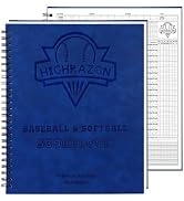 HIGHRAZON Premium Baseball Softball Scorebook, 65 Games 9+2 Extra Innings 16 Player Slots, Hard C...