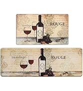 FRESHMINT Farmhouse Kitchen Mats Sets 2 Piece Cushioned Comfort Mat for Home & Office Ergonomical...