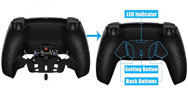 eXtremerate Programable RISE4 Remap Kit for PS5 Controller Back Paddles Back Button Keys Attachment
