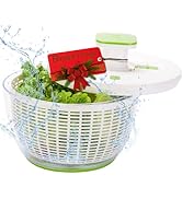 Brieftons QuickPush Salad Spinner: Large 6.3-Quart Vegetable Washer Dryer Strainer Drainer, Easy ...