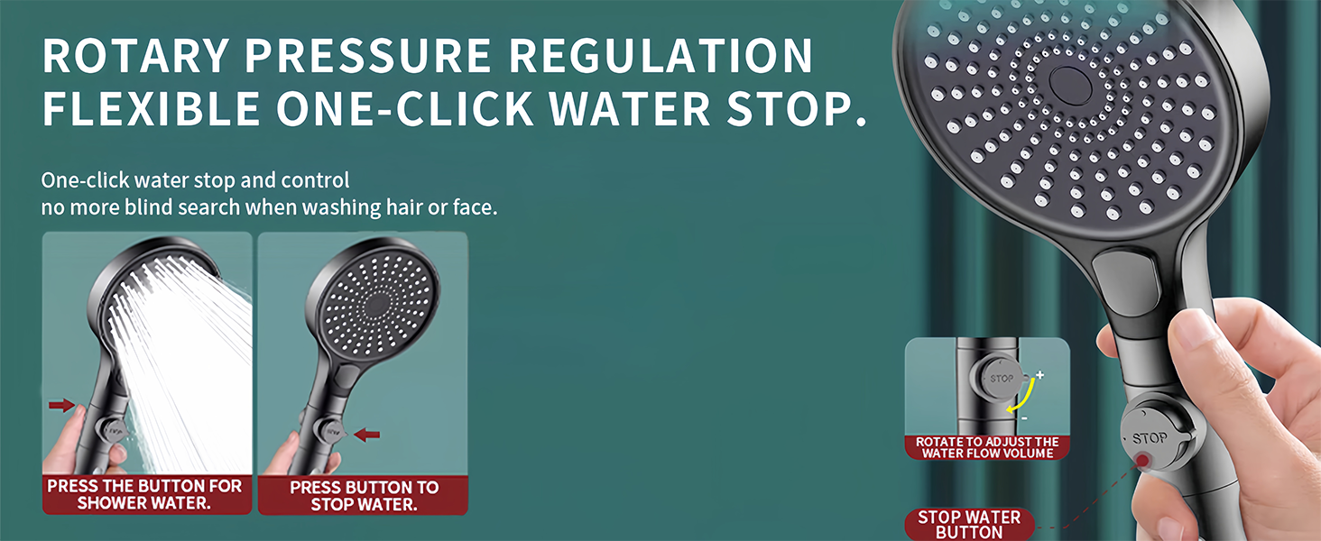One click water stop function and rotation to adjust water flow
