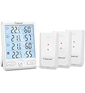 Geevon Indoor Outdoor Thermometer Wireless, 5-Inch Display Digital Hygrometer Thermometer Tempera...