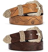 maikun 2 Pack Cowgirl Belts for Women, Country Womens Western Belt for Jeans Pants Dresses, Cowbo...