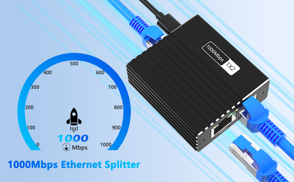Gigabit Ethernet Cable Splitter 1 to 2
