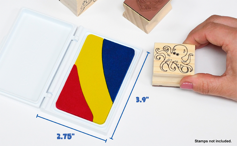 blue stamp ink pad, red stamp ink pad, kids ink pad, washable ink pad, stamp pad, yellow stamp pad