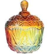 WADORN 23oz Large Glass Candy Dish with Lid, Colorful Christmas Crystal Candy Jar with Lid Hand P...