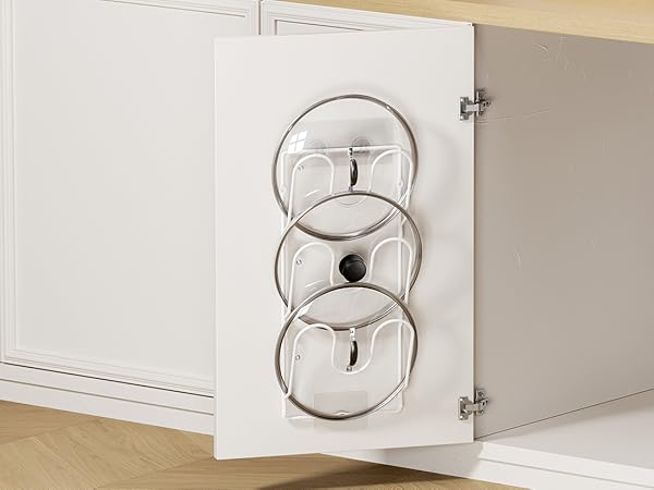 pot lid organizer for cabinet