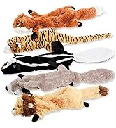 Dog Squeaky Toys, No Stuffing Plush Dogs Chew Toy for Small Medium Large Breed Chewers, 5 Pack St...