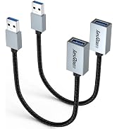 JasRoum USB Extension Cable 1FT 2 Pack, Short USB A 3.0 Extender Cord 5Gbps High Speed Data Trans...