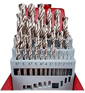 Hymnorq Metric Twist Drill Bits Set of 25pcs in Metal Case, 1mm to 13mm by 0.5mm Increment, Groun...