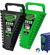 2-Piece Magnetic Wrench Organizer, Metric & SAE Portable Plastic Wrench Holder, 24-Slot Total, Fo...