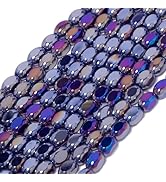 Songxi 70pcs AB Blue-Purple Porcelain Color Half Plated Oval Glass Beads for Jewelry Making, 5x8m...